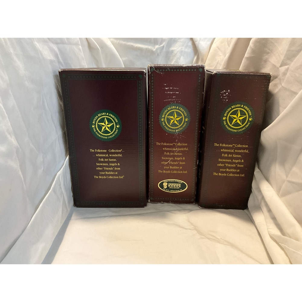 Boyds Bears Folkstone Collection Set of 3 Santa Snowmom Figurines with Boxes